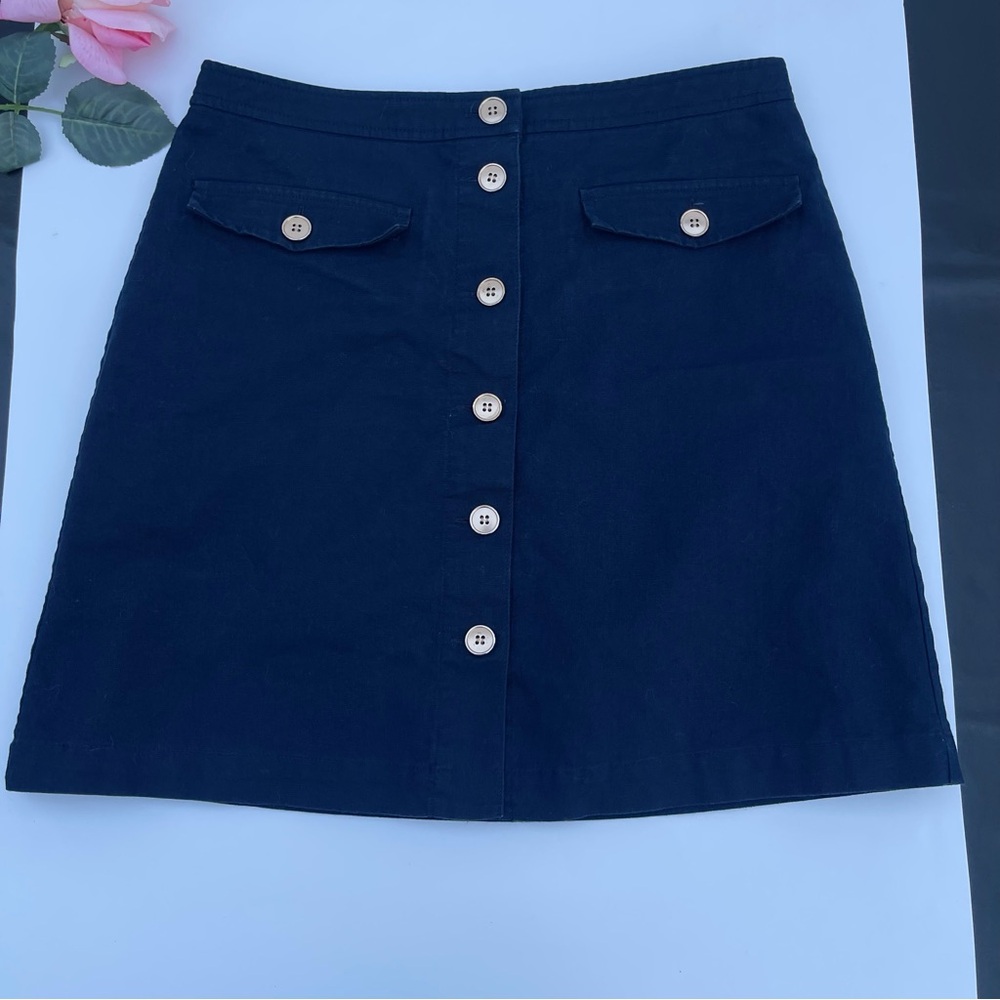 J CREW A-Line woman’s Mini Skirt Blend Navy Blue Lined SIZE 4